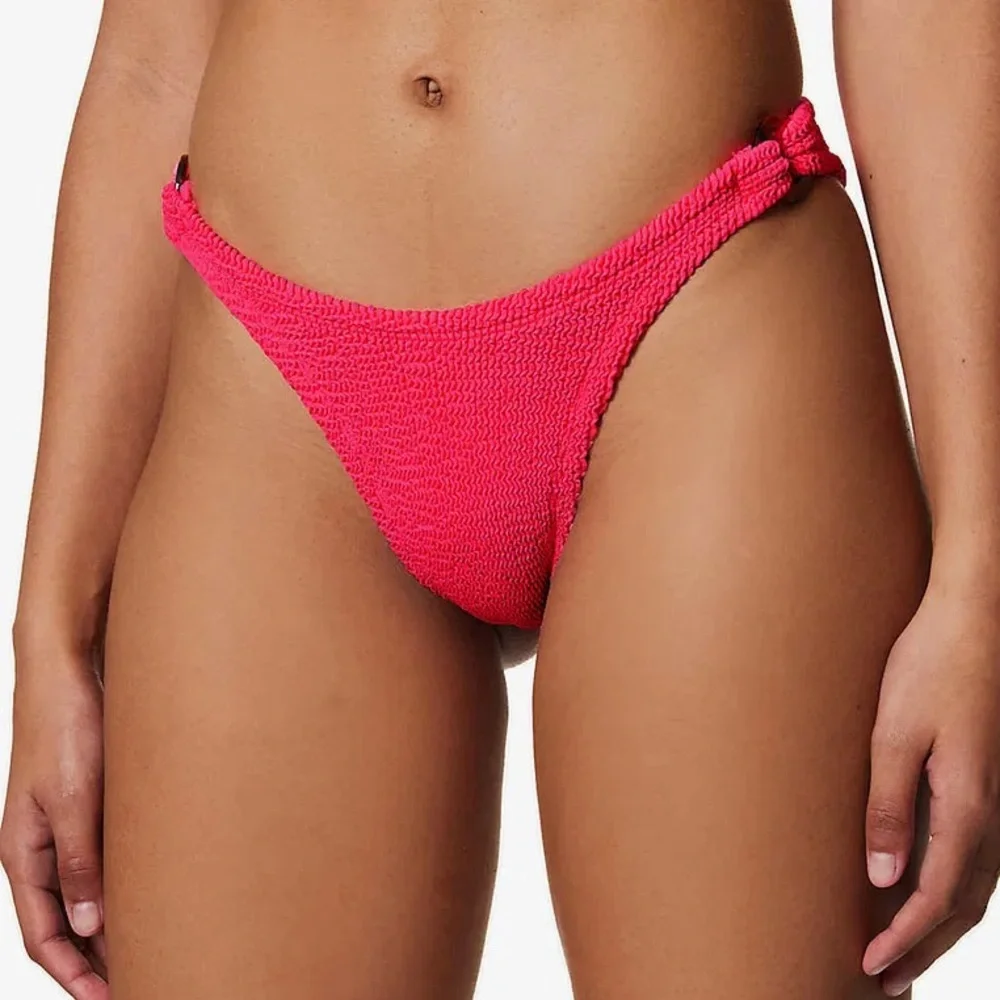 Hunza G Gloria Bandeau Crinkle Bikini Set Pink Fuschia Strapless Tortoise